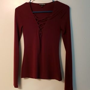 Lace up long sleeve